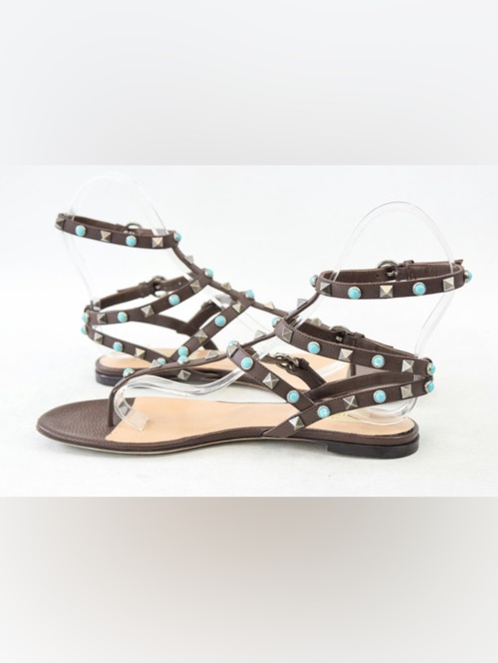 VALENTINO GARAVANI Rolling Rockstud Gladiator Strappy Sandals, Size 38